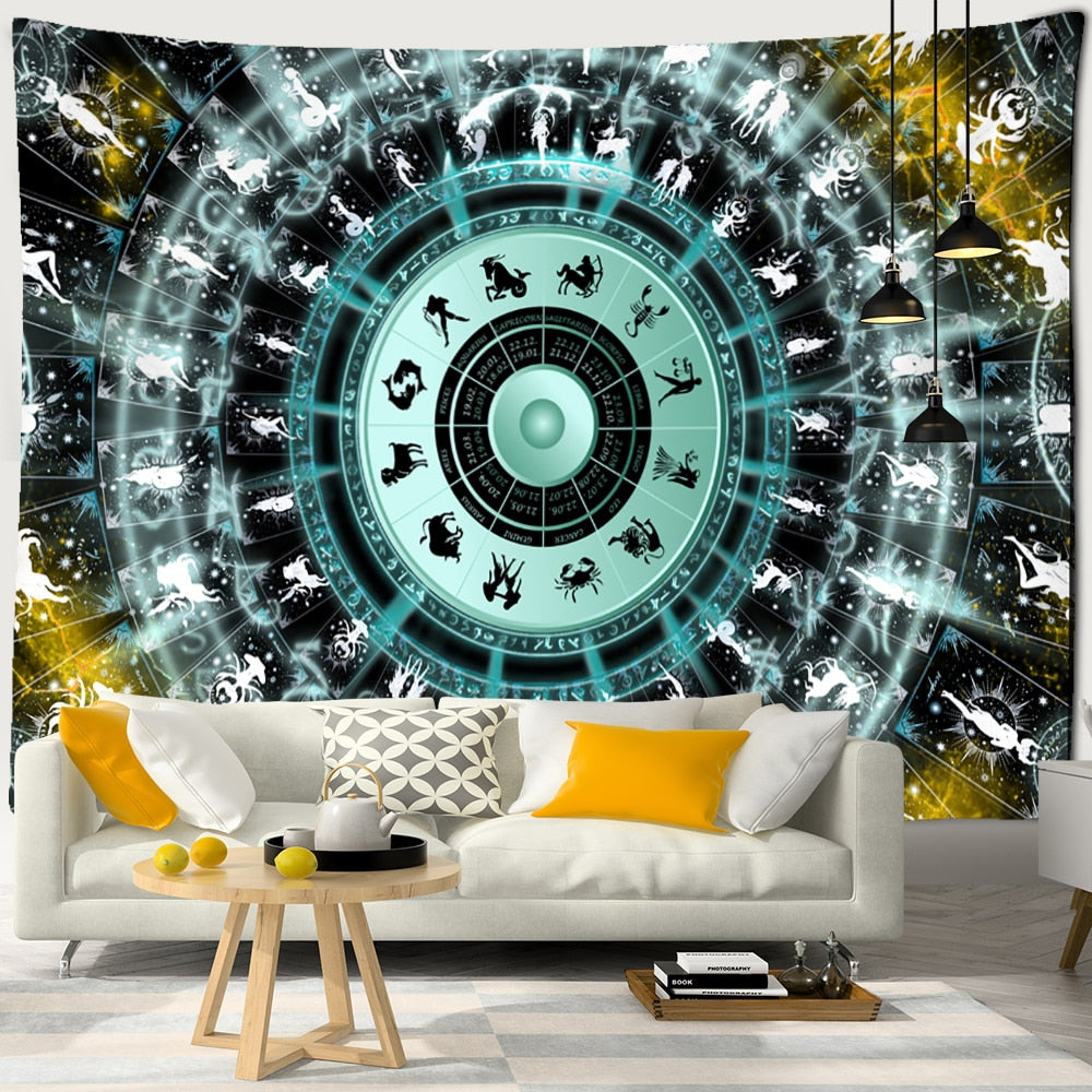 Golden Sun Moon Tapestry Wall Hanging  Mandala Boho Printed Psychedelic Tapiz Witchcraft Wall Cloth Tapestries