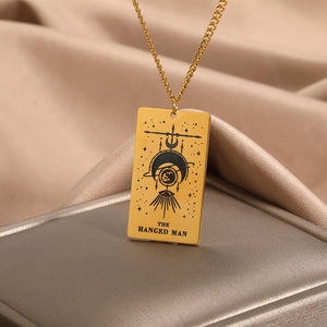 Mysticism Tarot Card Necklace Pendant Stainless Steel Jewelry  Major Arcana Tarot Amulet Necklaces For Women Best Gift