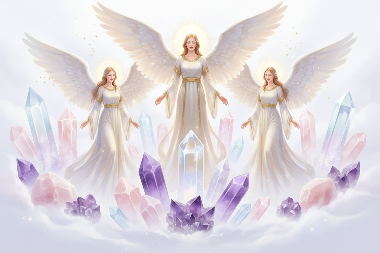 angelic gold on white spirit guides fantasy crystals and healing 