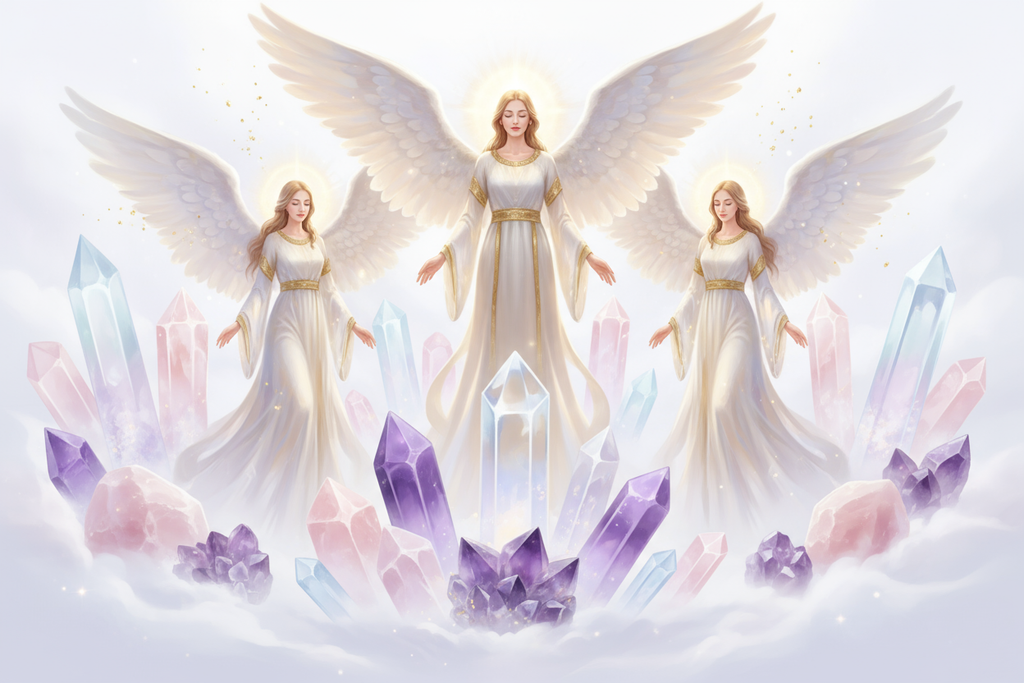 angelic gold on white spirit guides fantasy crystals and healing 