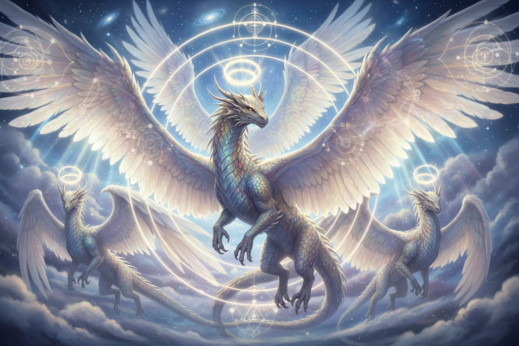 Dragons Mythical angelic spirit guides fantasy ethereal 
